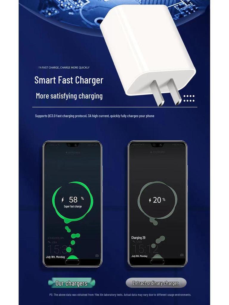 Супербыстрое зарядное устройство USB 66 Вт, совместимое с устройствами Android, Apple и Huawei