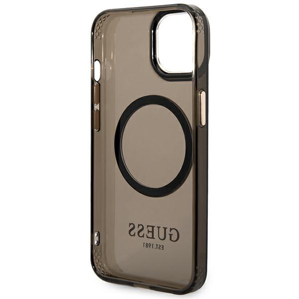 Guess Guhmp14Shtcmk Iphone 14 / 15 / 13 6.1 Czarny/Black Hard Case Gold Outline Translucent Magsafe