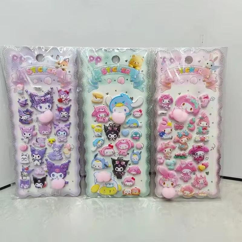 12pcs Cartoon Sticker 3D Puffy Squishy Stress Relief Rabbit Capybara Bear For Phone Case Laptop Decoration Journal Diy Collage