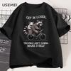 Get In Loser T Shirt Funny Raccoon Graphic T Shirts Cotton Short Sleeve Printed Casual Loose Oversize Cotton Clothing Tops