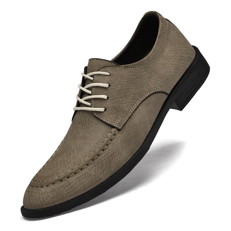 2025 Новая Повседневная Кожаная Деловая Обувь для Мужчин Дизайнерская Уличная Офисная Обувь на Плоской Подошве Натуральная Кожа Формальная Обувь на Шнуровке для Ходьбы
