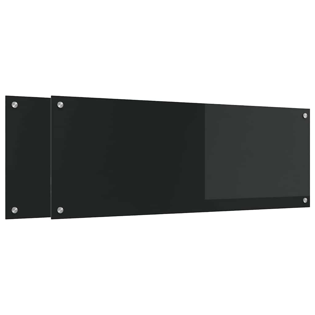 Kitchen Splashback 2 pcs Black 110 x 40 cm Tempered Glass