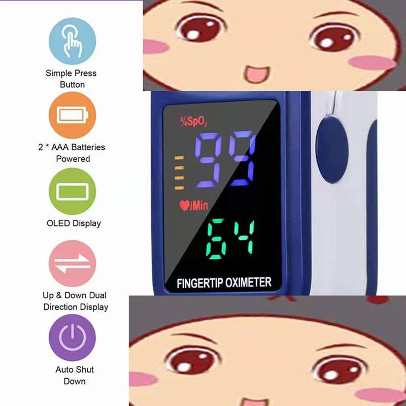 Digital Display Fingertip Pulse Oximeter Blood Oxygen Saturation Detector Pulse Rate Monitor Portable Oximeter Heart Rate Sleep Monitoring