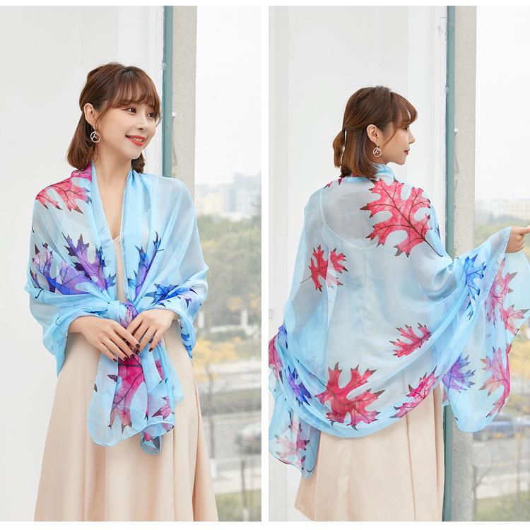 Women's Chiffon Scarf - Lightweight, Printed Sun Protection for Spring, Summer, Fall - Versatile Beach Shawl