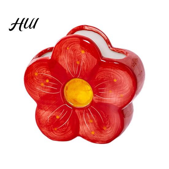 Flower-shaped Pen Holder Ceramic Flower Cute Desk Office Storage Box Stationery Shelf Desktop Organizer Multifunctional Aesthetic for Makeup