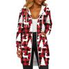 Women's Fashionable Christmas Printed Long Sleeved Drawstring Hooded Zipper Pocket Long Casual Sweatshirt Jacket