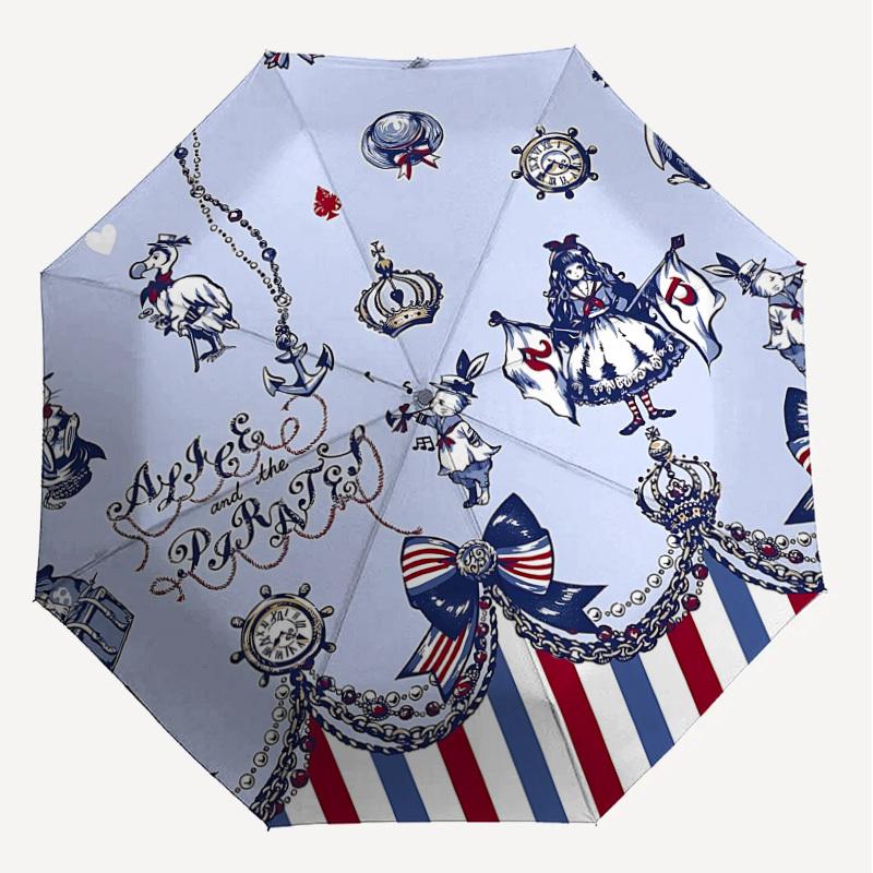 1PC Alice and Pirates Umbrella-8-Rib Reinforced, Automatic Open, Lightweight & Durable, Cute Fashion Accessory for Outdoor-P78