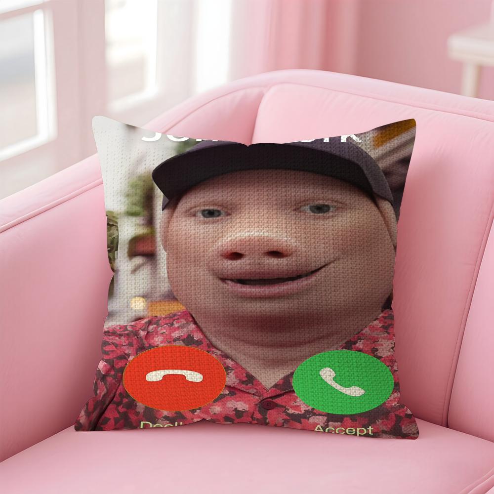 Чехол на подушку John Pork Is Calling Натуральный льняной наволочка Двусторонний принт Декоративная наволочка для дивана Домашний декор Подарок