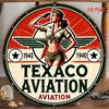 Винтажная круглая металлическая жестяная вывеска 8 дюймов Texaco Aviation Настенный декор для гаража Мужской уголок Ретро Железное искусство