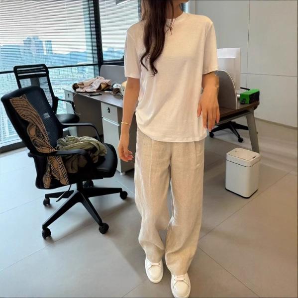 Базовая футболка с коротким рукавом и круглым вырезом из пима-хлопка The Row 25 Новый сезон