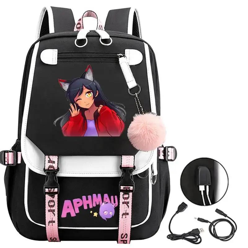 Рюкзаки с принтом Aphmau, модные школьные сумки с USB-зарядкой для девочек-подростков, сумка для ноутбука, мультяшный рюкзак для книг, студенческий рюкзак