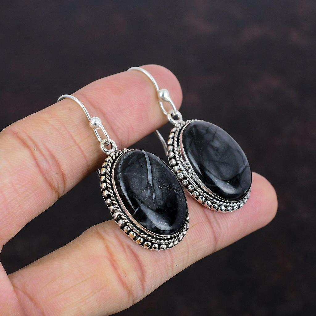 Серьги Пикассо Джаспер Серьги с драгоценными камнями Серьги из стерлингового серебра 925 пробы Совершенно новые винтажные ювелирные изделия Антикварные серьги Ювелирные изделия ручной работы Подарки для нее