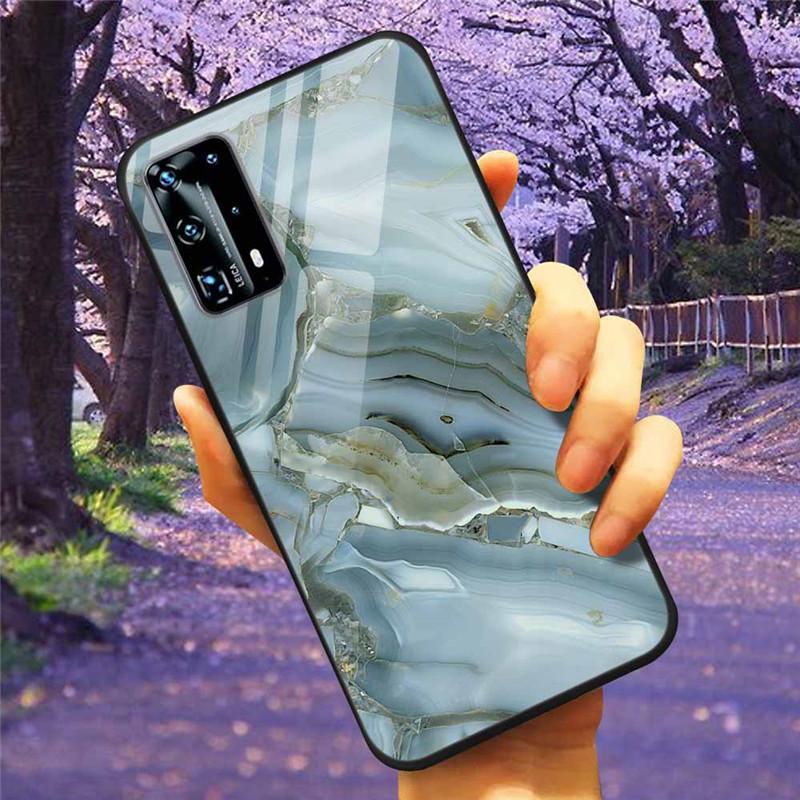 Для Huawei P40 Lite / P40Pro Чехол P 40 Закаленное Стекло Звездный Мрамор Жесткая Задняя Крышка для Huawei P40 Pro / P40Lite E Чехлы Coque