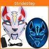 Unisex Japanese Fox Mask With Glowing Led Light For Spooky Halloween Parties