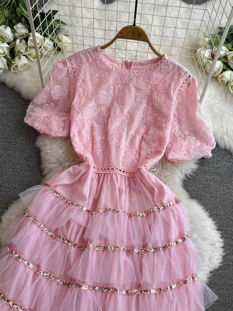 Летние женские сладкие блестящие цветочные сетчатые вечерние платья с вырезами