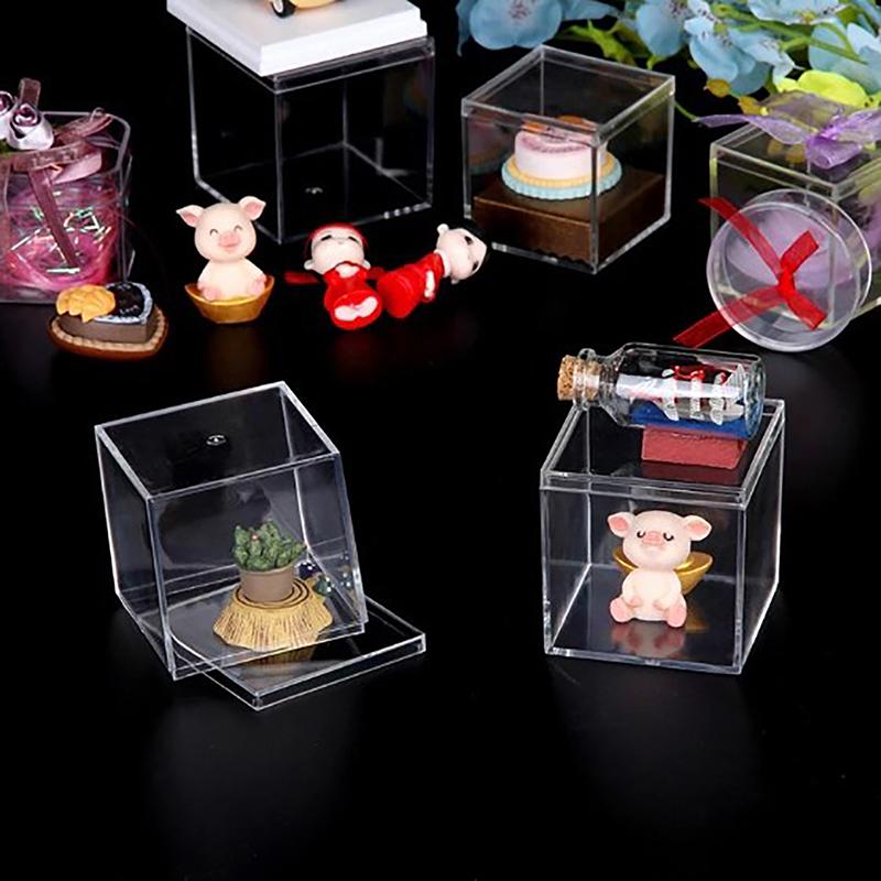 Clear Acrylic Square Cube Box With Lids/Durable Candy Box / Multiple Uses Transparent Case Organizer Container