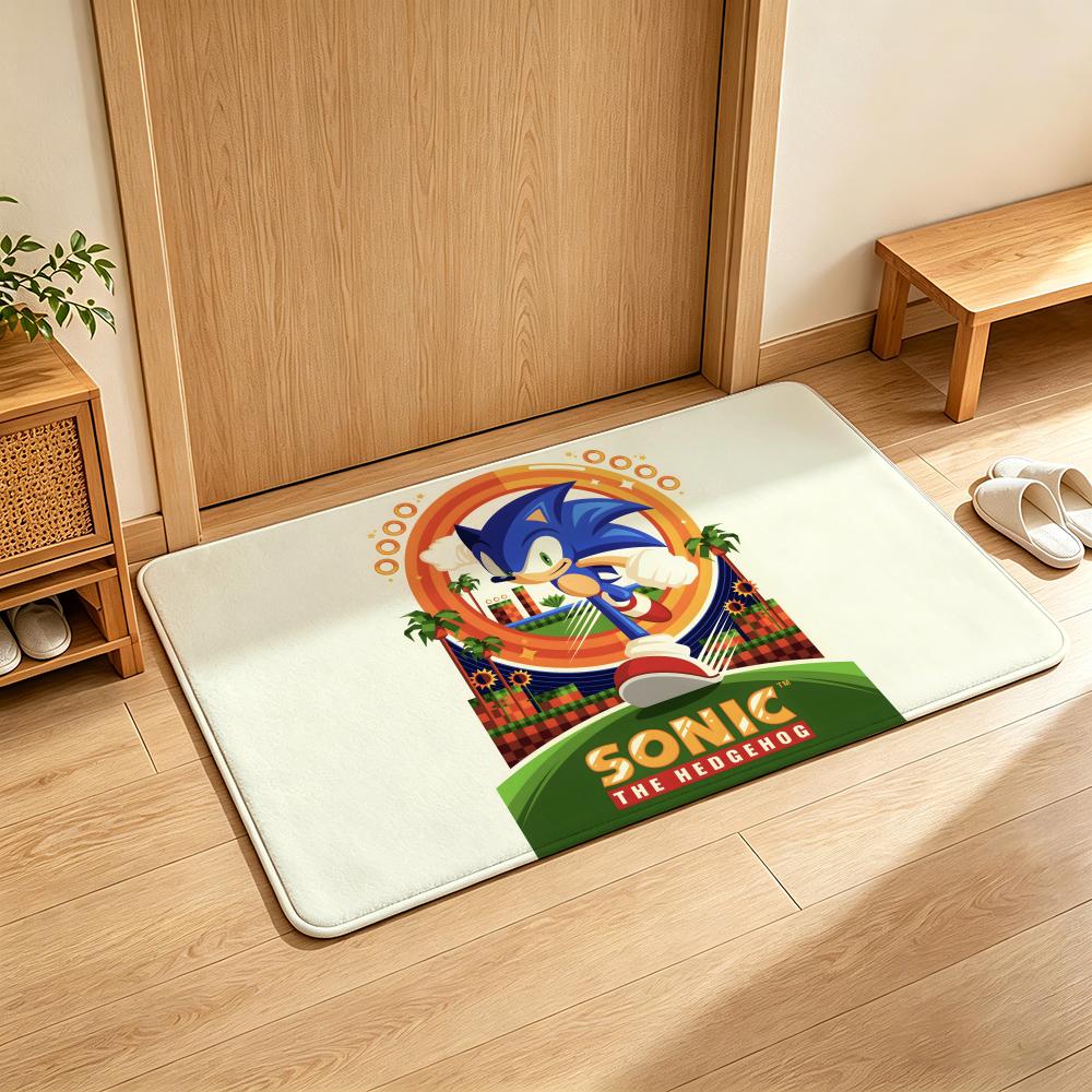 Game S-Sonic T-the H-Hedgehog Floor Mat Soft Flannel Floor Mat Suitable for Entryways, Living Rooms, Bedrooms, and Bathrooms