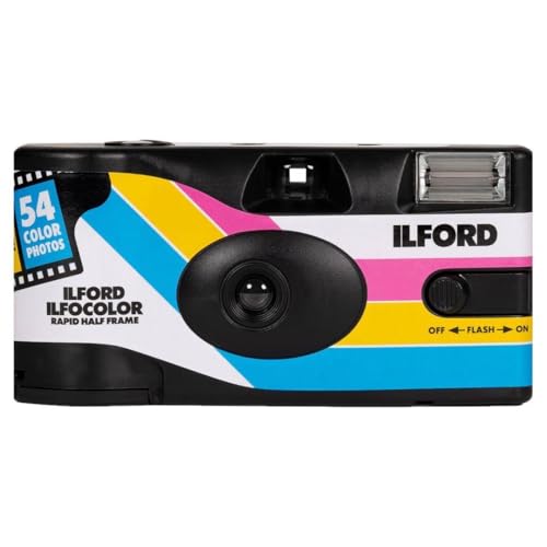 Одноразовая камера Ilford Ilfocolor Rapid для полукадровой съемки с предустановленной 35-мм пленкой 400 ISO, объективом с фиксированным фокусом 31 мм и 54 кадрами (черный)