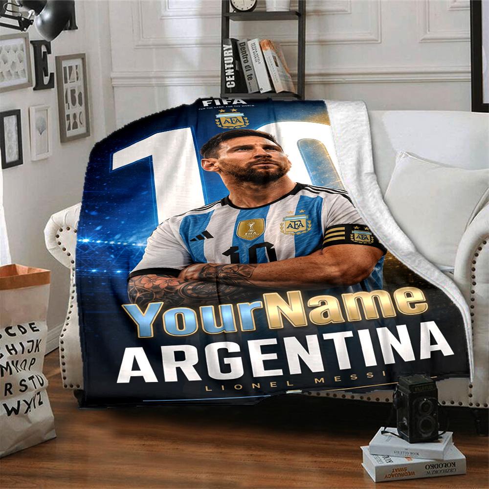Messi Customize Text Blanket Gift Customizable Blanket Warmthful Decor Suitable for Sofa Couch Office Bed for All Occasions Gifts For Family Or Friend
