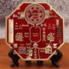 Tian Guan Ci Fu Brass Relief Townhouse Ornament: Tabletop Metal Craft for Living Room & Housewarming Gift.