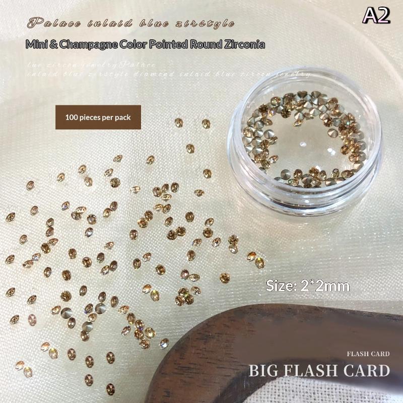 Круглые цирконы для ногтей Искрящийся цвет шампанского Шармы для ногтей Арт-стразы 5A Декоративные аксессуары для DIY