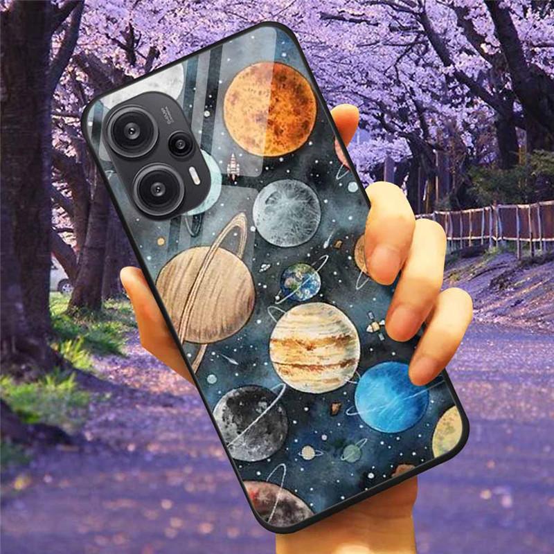 Для Xiaomi Poco F5 5G / F5Pro Чехол Закаленное Стекло Озеро Луна Жесткая Защитная Крышка для POCO F5 Pro Capas Funda на PocoF5 Роскошный Coque