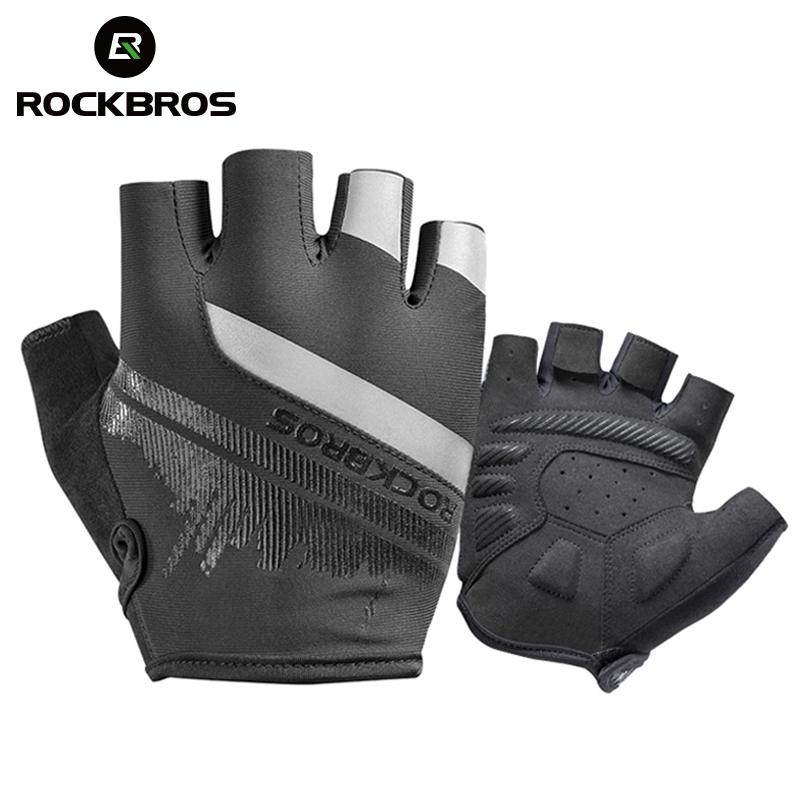 ROCKBROS Велосипедные перчатки с полупальцами, ударопрочные, износостойкие, дышащие, для МТБ, шоссейного велосипеда, мужские, женские, спортивное велосипедное снаряжение