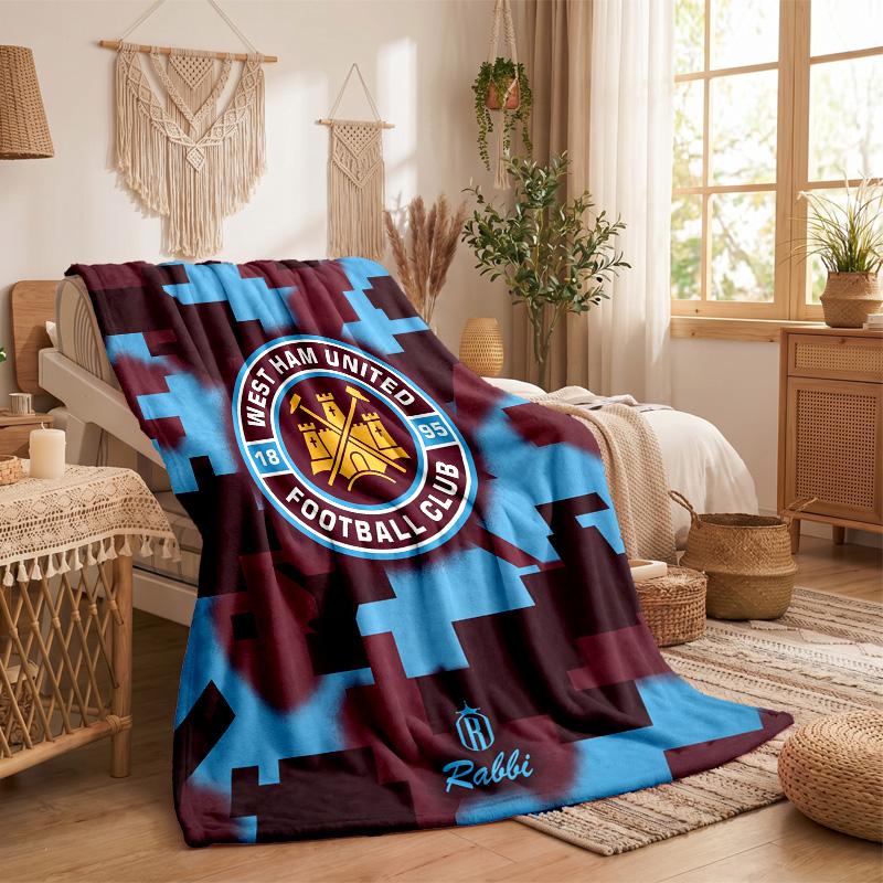 West Ham United Football Print Flannel Blanket Soft Warm Sofa Bed Throw Blanket For Home Office Bedroom