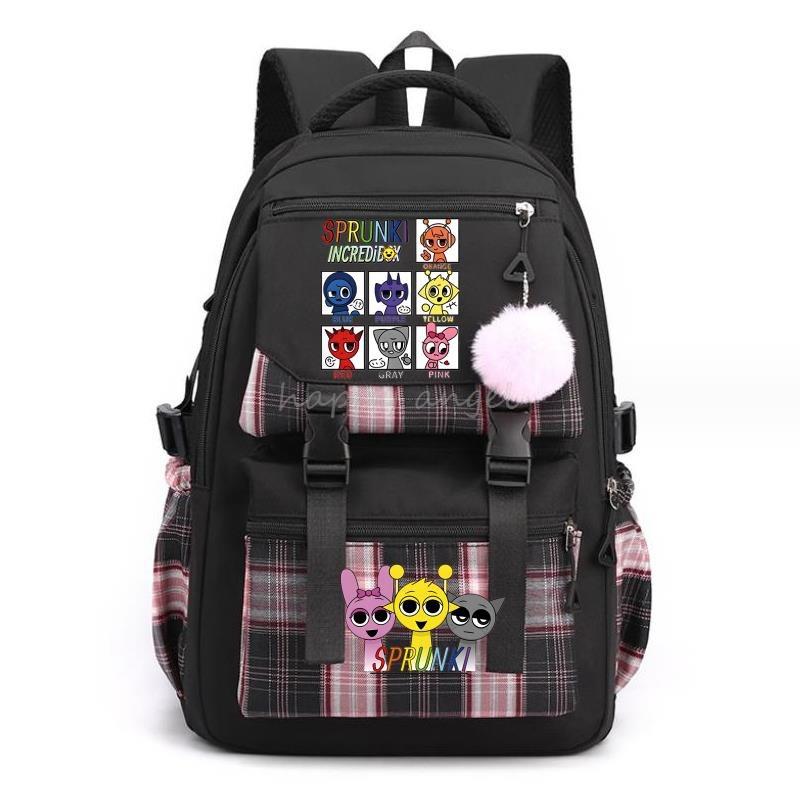 Large Capacity Kids School Backpack With Printed Cartoon Design Boys Girls Nylon Material Multiple Pockets Durable