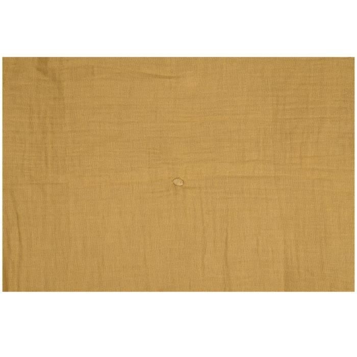 Plaid - Pop - Moutarde - 125 x 150 cm - Double gaze de coton - Douceur et confort