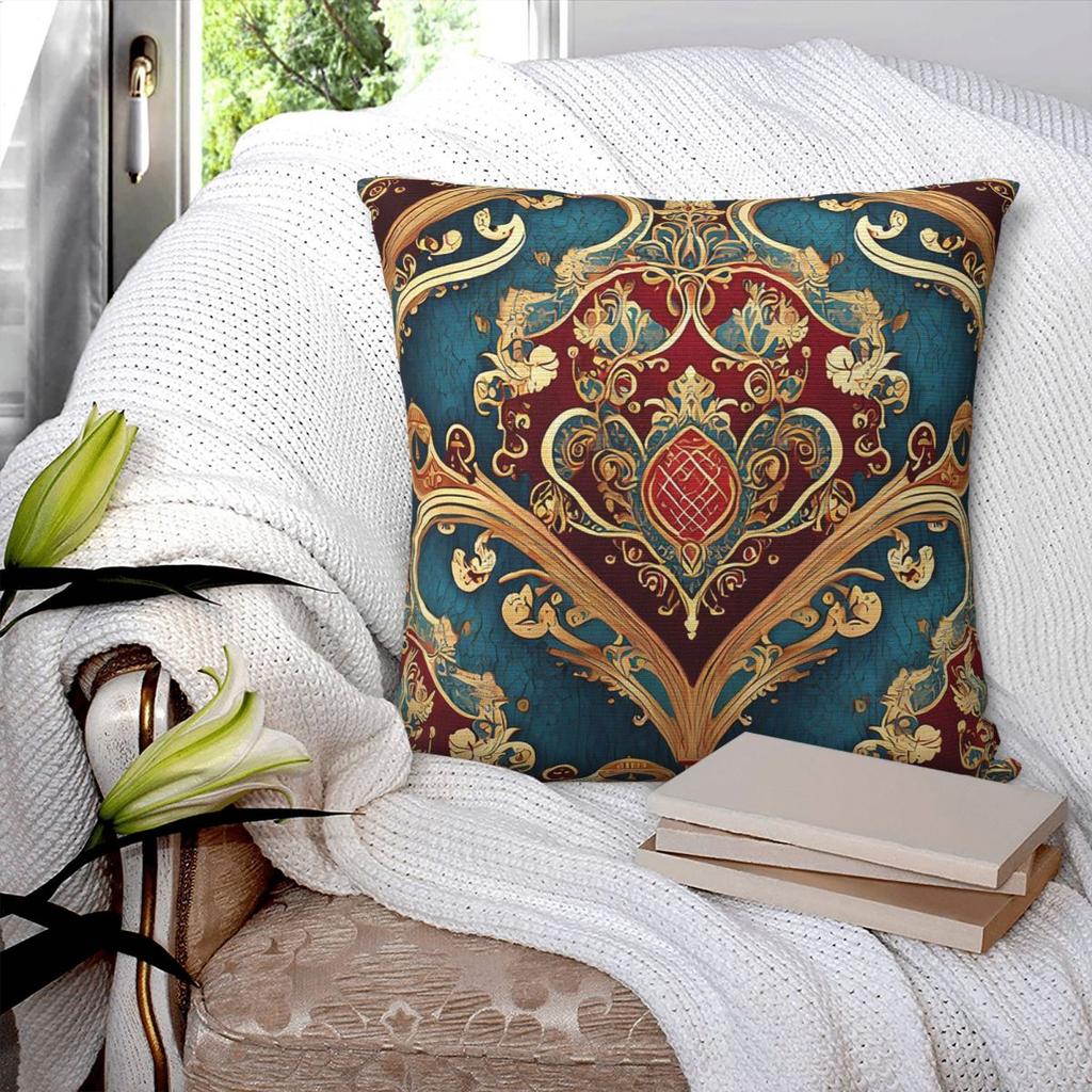 Luxury Golden European Floral Baroque Victorian Art Square Pillowcase Cushion Cover Pillow Case Throw Pillow Cover for Home Sofa