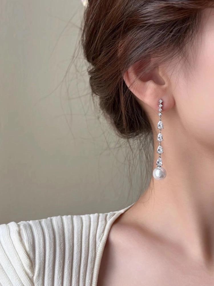 Длинные серьги-клипсы с кисточками, украшенные цирконием, для непроколотых ушей — элитный нишевый дизайн