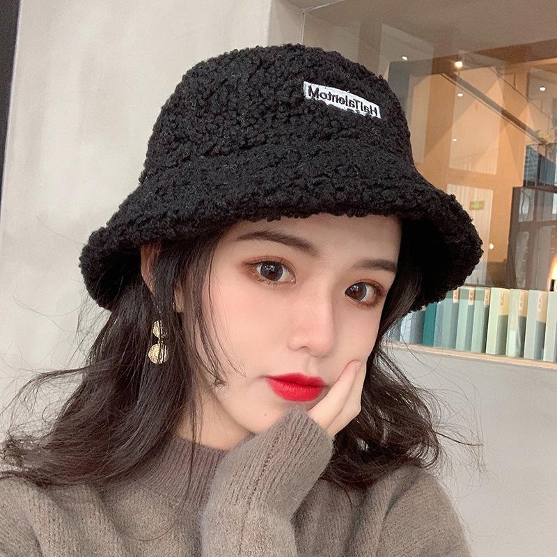 Bucket hat women's new autumn and winter versatile basin hat imitation lamb wool plush hat spring and autumn winter annual explosion