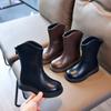 New Autumn and Winter Girls Boots Velvet Girls Cotton Shoes Baby Boots High Top Shoes