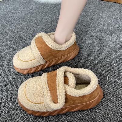 Европейские и американские теплые ботинки из хлеба и хлопка 2024 года, женские зимние плюшевые и низкие ботинки для снега с эффектом противоскольжения