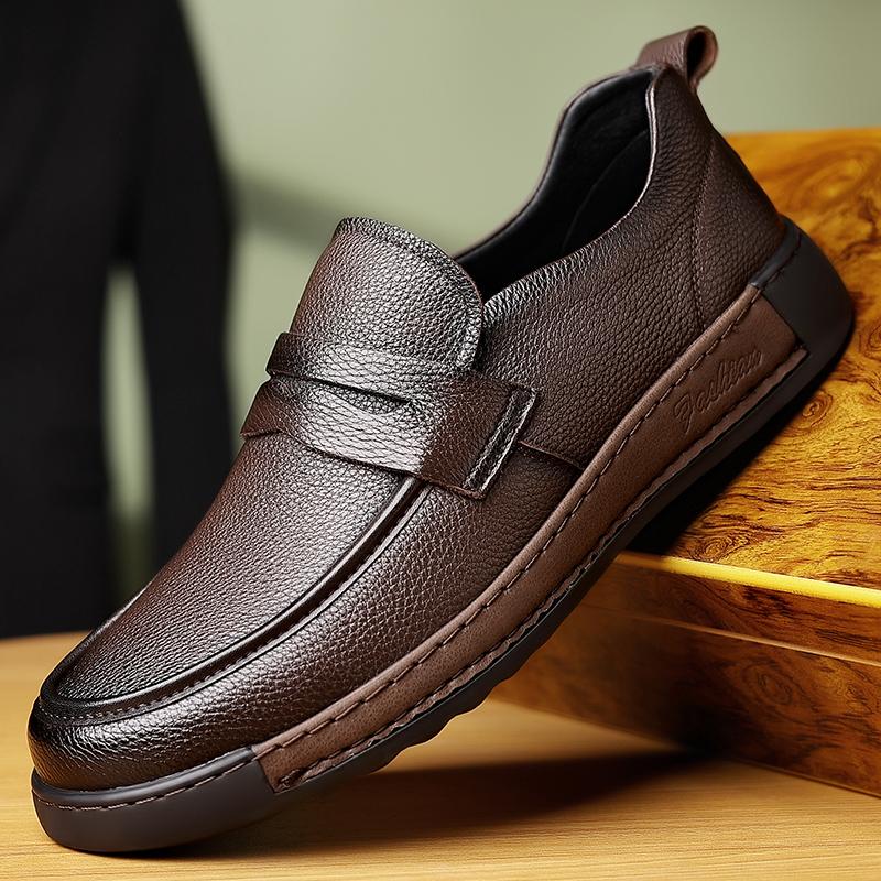 Модная мужская повседневная обувь ручной работы 2025 Новые лоферы на плоской подошве в стиле «все сочетается» Мужские удобные мокасины для вождения Мужская деловая кожаная обувь