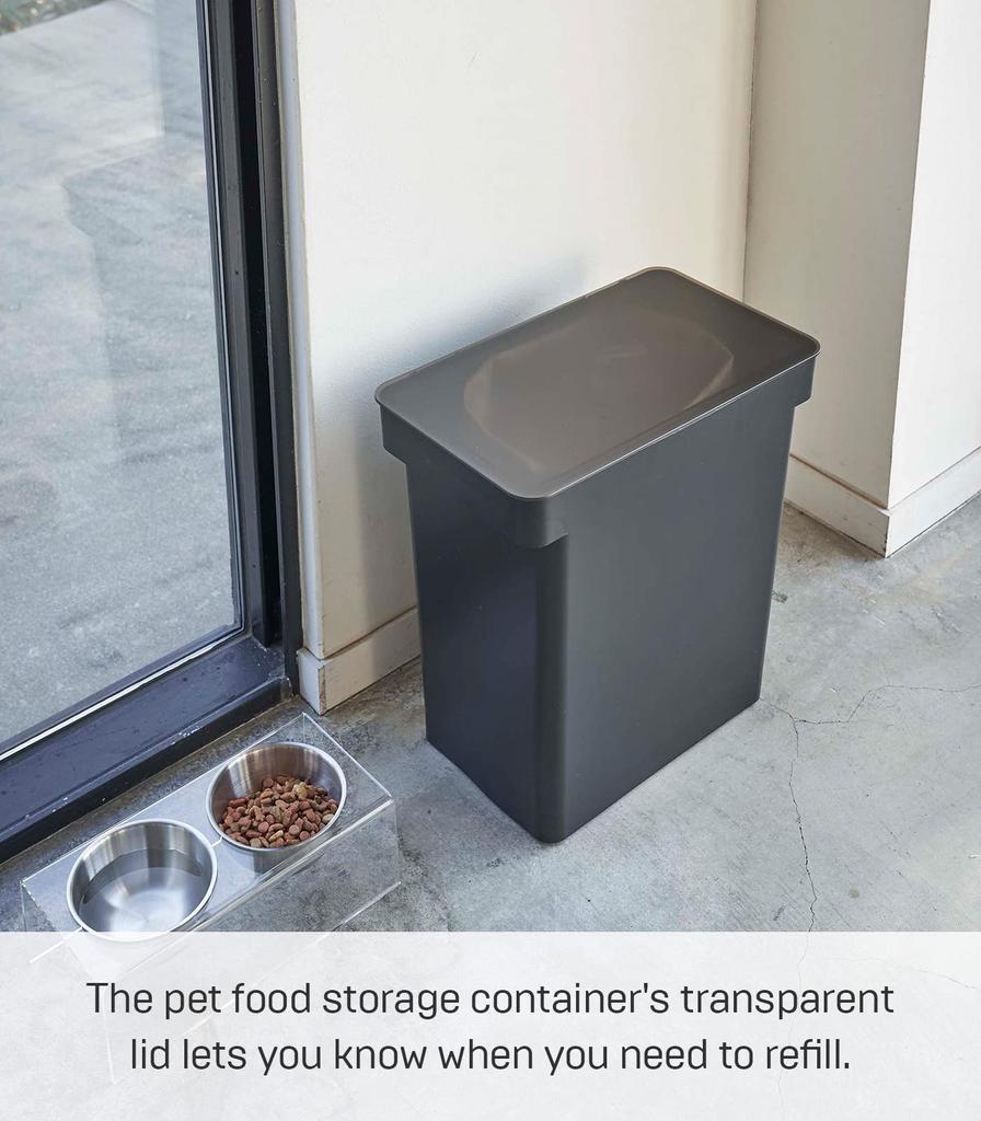 Yamazaki Jitsugyo Airtight Pet Food Stocker 12kg with Measuring Cup Black Approx. W41 X D24 X H42.5 (When Lid Is Open Approx. H65.5) Cm Tower Food