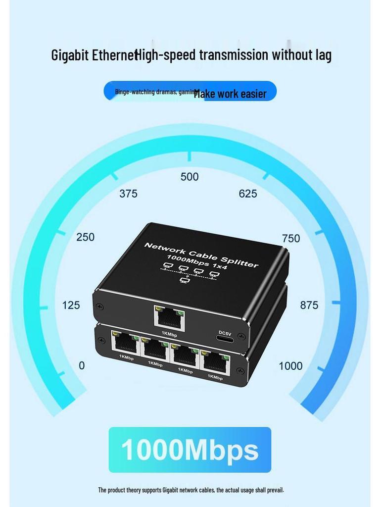 Гигабитный сетевой сплиттер RJ45: Сетевой кабель-разветвитель 1-на-2/4 порта