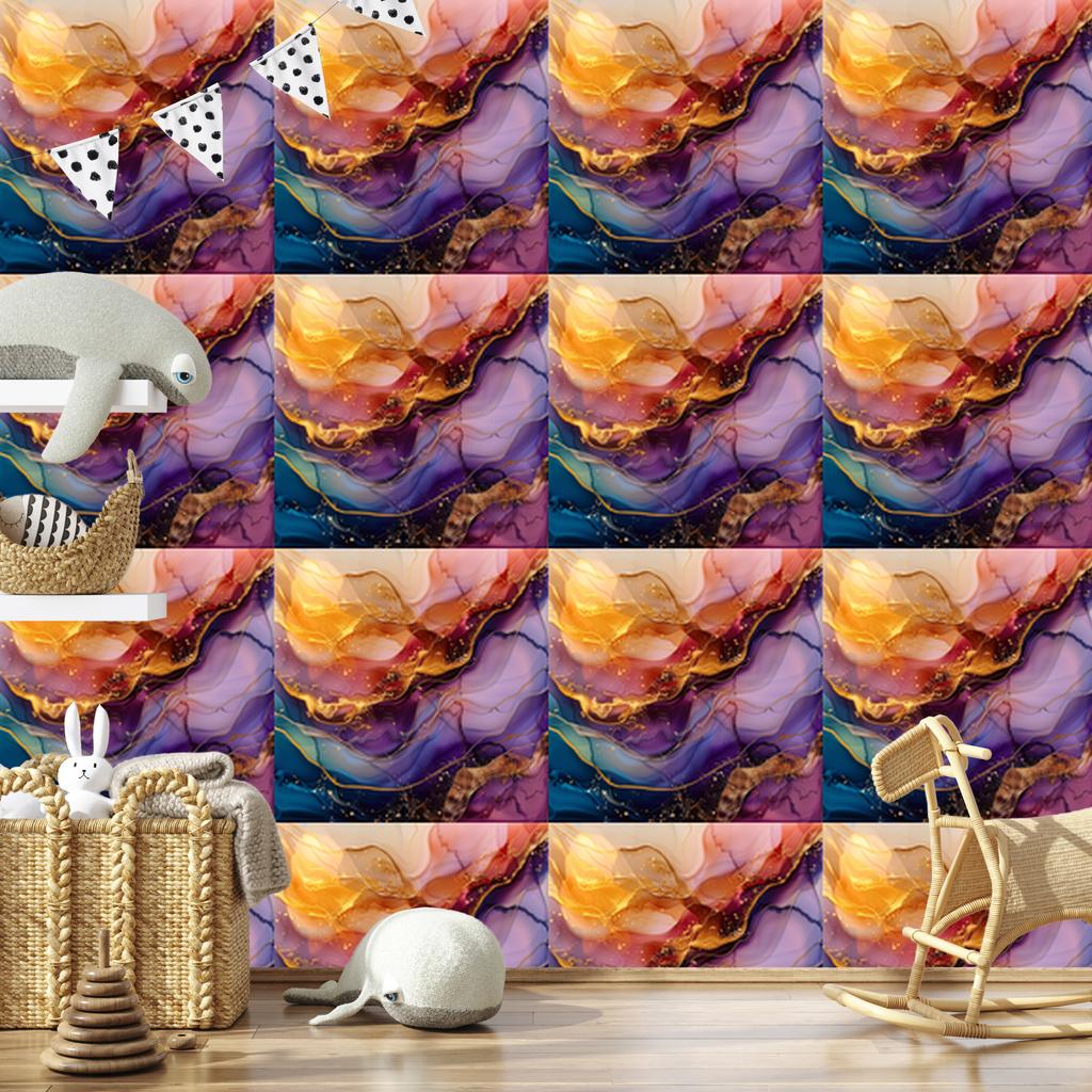 Ink Wallpaper Purple and Orange for Living Room and Bedroom 50x1000