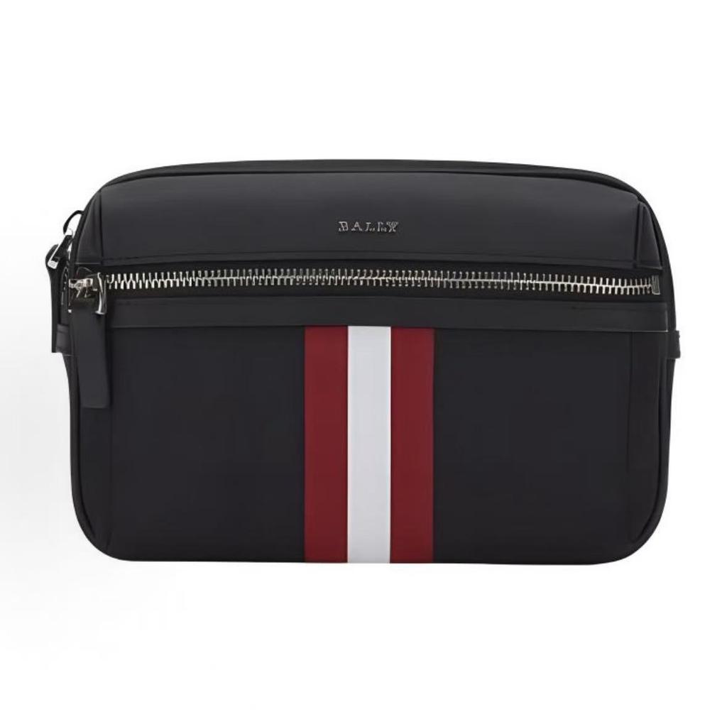 Bally Логотип Застежка-молния Ткань и кожа Поясная сумка Мужская поясная сумка Черный 6302615