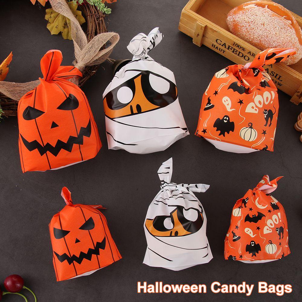 50Pcs Bat Pumpkin Rabbit Ear Halloween Decoration Cookie Bag Baking Packaging Halloween Candy Bags