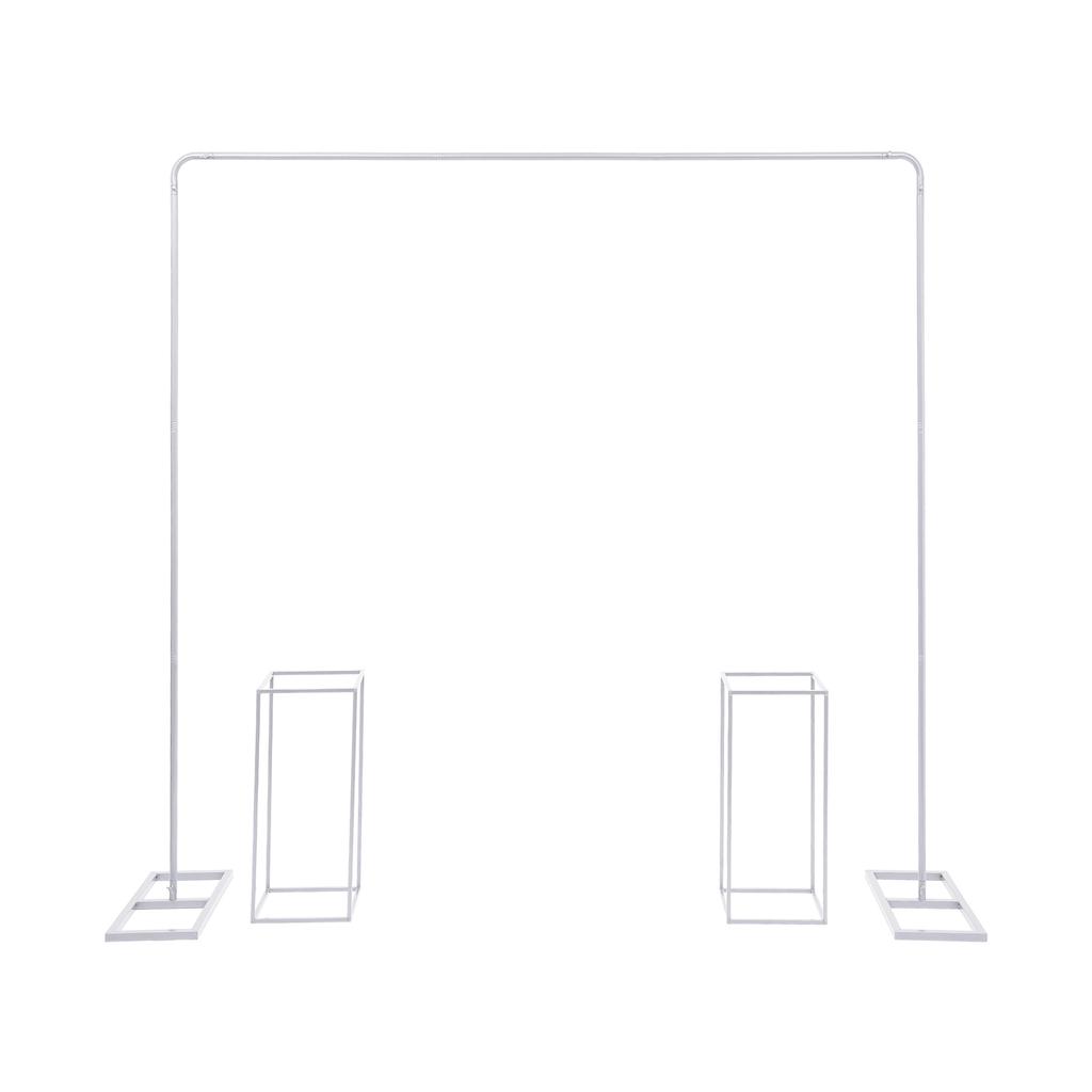 Gold Wedding Backdrop Stand Kit with 6.56FT Balloon Arch & 2 Flower Stands for Party Birthday Photo Booth Background Decor