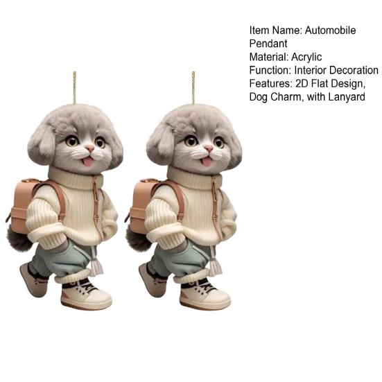 2 шт. Автомобильный кулон Яркий декор Акриловая работа Многоцелевой Шарм для рюкзака в виде собаки