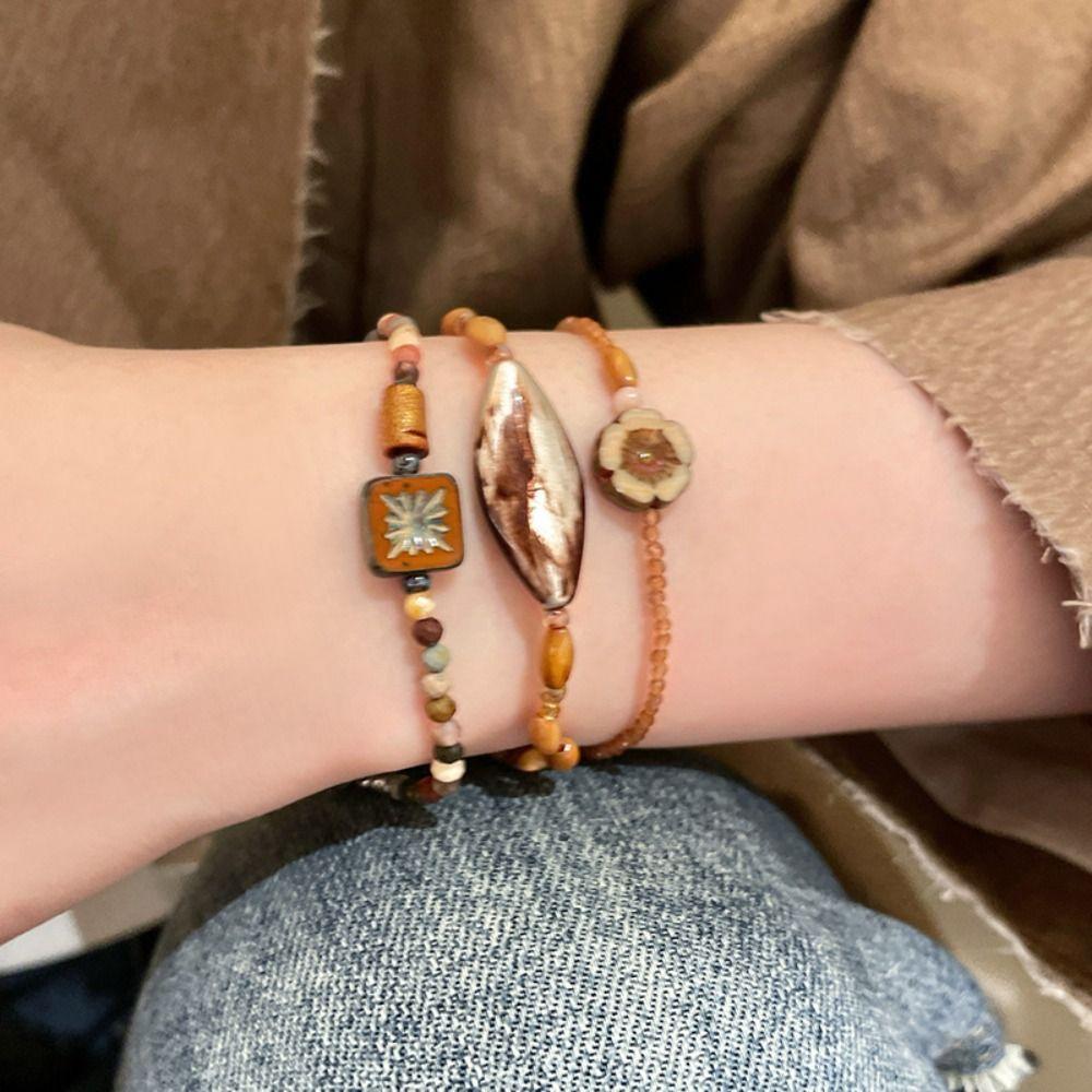 Exquisite Charm Rice Bead Bracelet Stone Bead Hand Ring New Chinese Style Hand Rope  Decoration