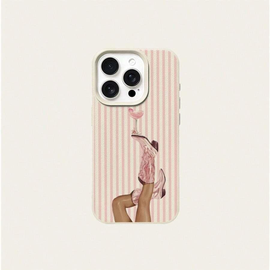 Модный розовый полосатый ковбойский ботинок Чехол для iPhone 17Air 16 15 14pro 13 12 11 Pro Max Plus Роскошный Y2K Эстетика Мягкий ТПУ Чехол