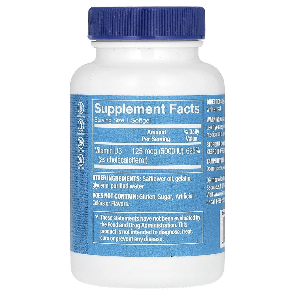 Vitamin D3, 25Mcg (1,000Iu), 200 Softgels