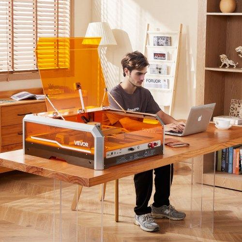 VEVOR Laser Engraver, 20W, Laser Engraving and Cutting Machine with Enclosure Camera, Laser Cutter, 400 x 400 mm Working Area, 30000 mm/min, for Wood