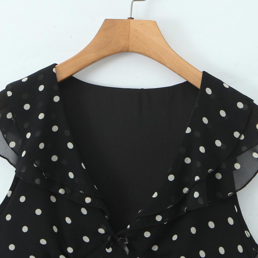 2026 Шикарное мини-платье из шифона в горошек с оборками и V-образным вырезом