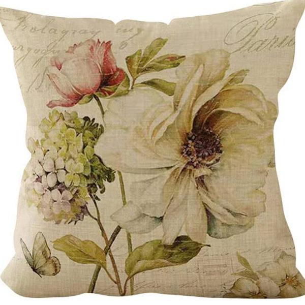 Ретро Американский Растительный Цветочный Принт Льняная Наволочка Гостиная Диван Автомобильная Подушка Подушка