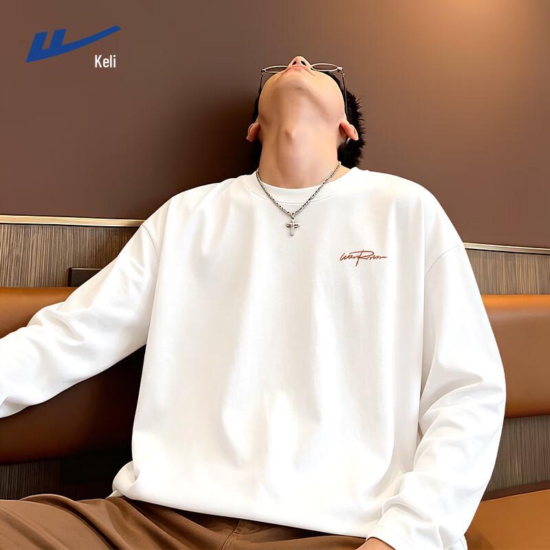 Warrior Men's Long-Sleeve Casual Printed Crewneck T-Shirt